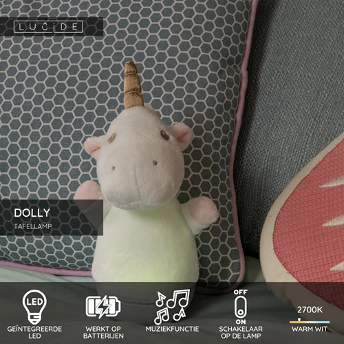 Lucide DOLLY - Tafellamp Kinderkamer - Batterijen - LED - 1x3W 2700K - Met muziekfunctie - Wit - USP